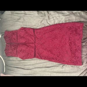 burgundy bodycon dress with glitter and cutouts!